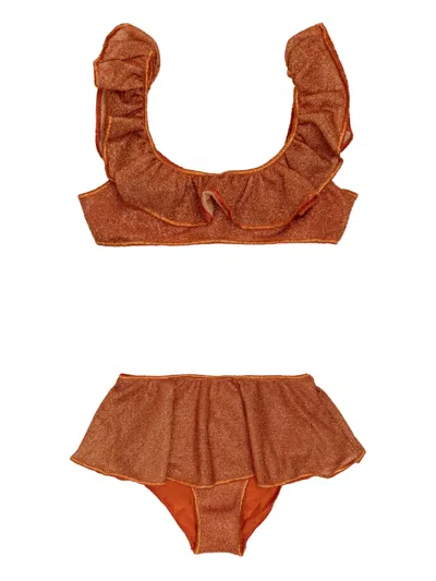 Oseree Kids' Ruffled Bikini In Brown
