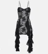 Oseree Oséree Ruffled Lace Minidress In Black