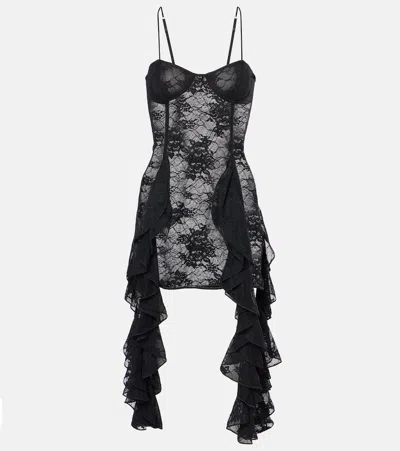 OSEREE OSÉREE RUFFLED LACE MINIDRESS