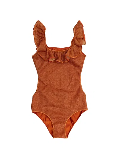Oseree Kids' Ruffled Swimsuit In Orange