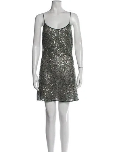 Pre-owned Oseree Scoop Neck Mini Dress In Green