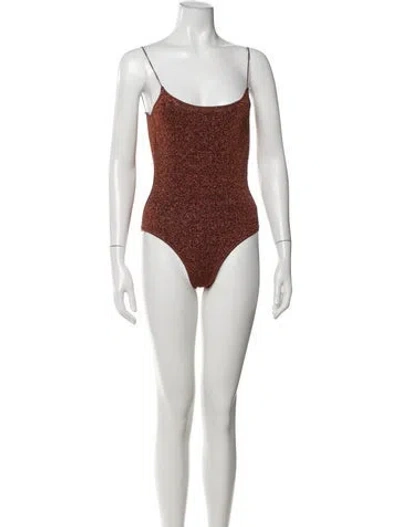 Pre-owned Oseree Scoop Neck Sleeveless Bodysuit In Brown