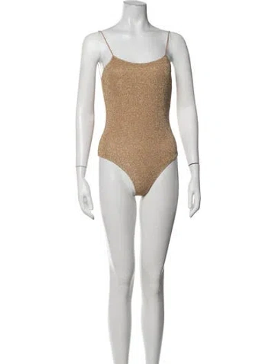 Pre-owned Oseree Scoop Neck Sleeveless Bodysuit In Gold