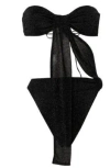 Oseree Glitter Bandeau Cut-out Swimsuit In Black