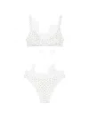 Oseree Polka Dot Bikini Set In White