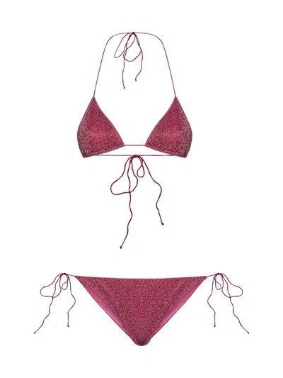 Oseree Oséree Shade Halterneck Tie Fastened Bikini Set In Pink