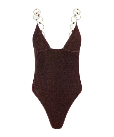 Oseree Sequin Decorated Swimsuit In Brown