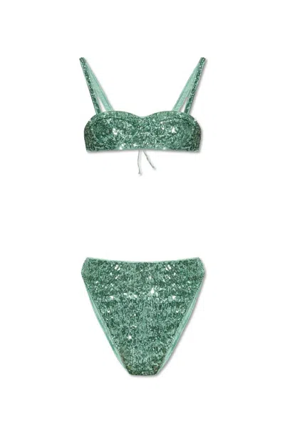 Oseree Oséree Sequin Embellished Bikini Set In Green