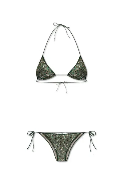 Oseree Oséree Sequin Embellished Bikini Set In Green
