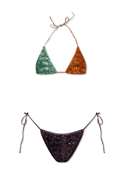 Oseree Oséree Sequin Embellished Bikini Set In Multi