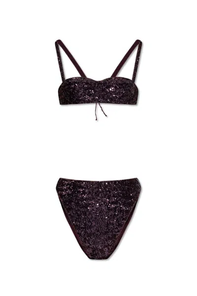 Oseree Oséree Sequin Embellished Bikini Set In Purple