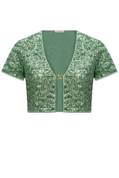 Oseree Oséree Sequin Embellished Cropped Cardigan In Green