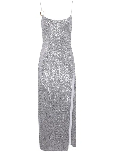 Oseree Sequin Embellished Sleeveless Dress In Silver