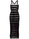 OSEREE SEQUIN-EMBELLISHED STRIPED MAXI DRESS