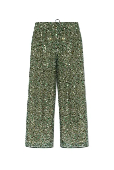 Oseree Oséree Sequin Embellished Wide In Metallic Green