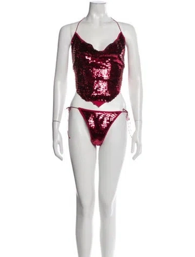 Pre-owned Oseree Sequin Embellishments Bikini In Multicolor