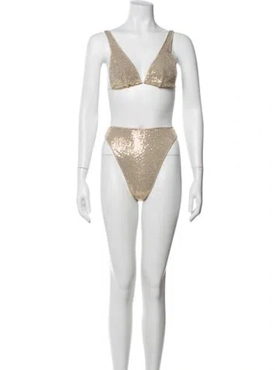 Pre-owned Oseree Sequin Embellishments Bikini W/ Tags In Gold