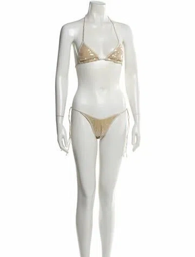 Pre-owned Oseree Sequin Embellishments Bikini W/ Tags In Neutral