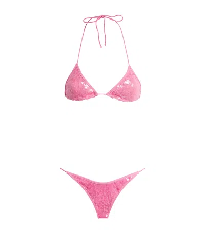 Oseree Sequin Marylin Bikini In Pink