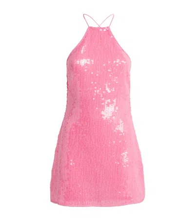 Oseree Sequin Marylin Mini Dress In Pink