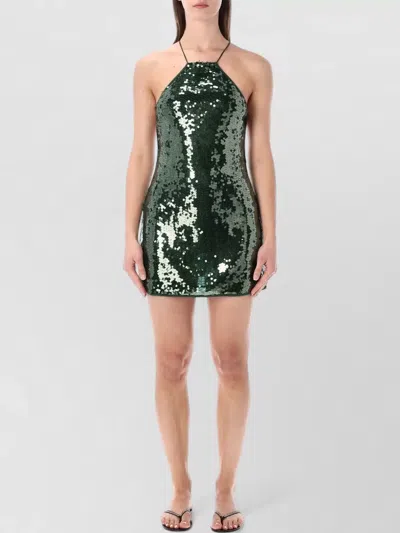 Oseree Sequin Mini Dress Open Back Straps In Brown
