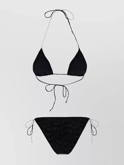 Oseree Sequin Triangle Bikini Swimsuit In Black