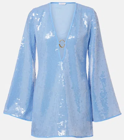 Oseree Oséree Sequined Beach Dress In Blue