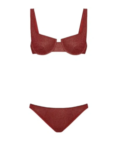 Oseree Sequined Bikini Set In Red