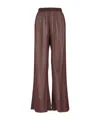 Oseree Lumière Trousers In Semi-transparent Brown Metallic Fabric In Burgundy