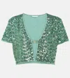 Oseree Sequined Crop Top In Green