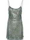 Oseree Sequined Mesh Minidress In Green