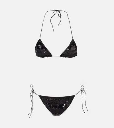 OSEREE OSÉREE SEQUINED STRIPED BIKINI