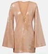 Oseree Sequined Tunic In Beige