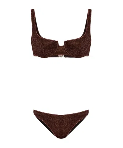 Oseree Oséree Sequined Two Piece Swimsuit In Brown