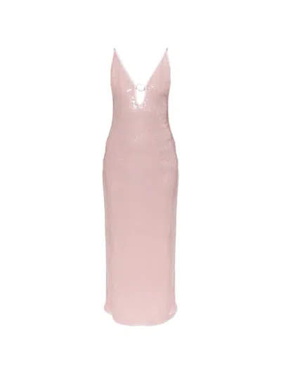 Oseree Sequin-embellished Ring-detail Maxi Dress In Pink