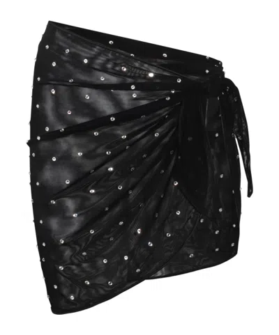 Oseree Oséree Sequinned Embellished Side Tie Cover Up In Black