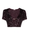 Oseree Embellished O-clasp Crop Top In Black