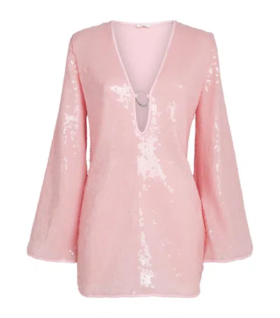 Oseree Oséree Sequinned O-ring Lumière Mini Kaftan Dress In Multi