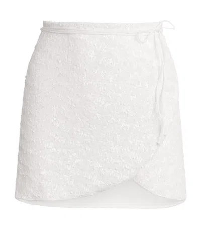 Oseree Oséree Sequinned Pareo Mini Wrap Skirt In White
