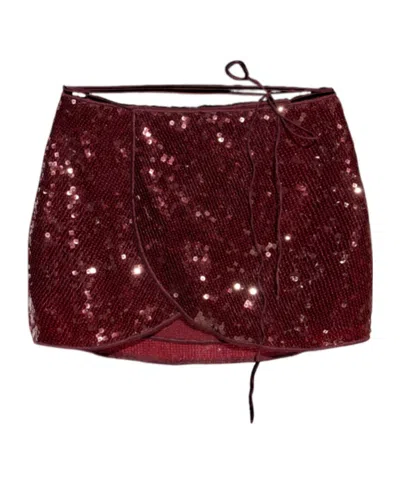 Oseree Sequinned Wrap Skirt In Brown
