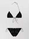 Oseree Sequins Embellished Triangle Top Microkini In Black