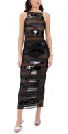 Oseree Oséree Sequins Stripe Long Dress Clothing In Black