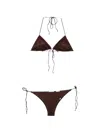 Oseree Glitter-effect Triangle Bikini In Brown