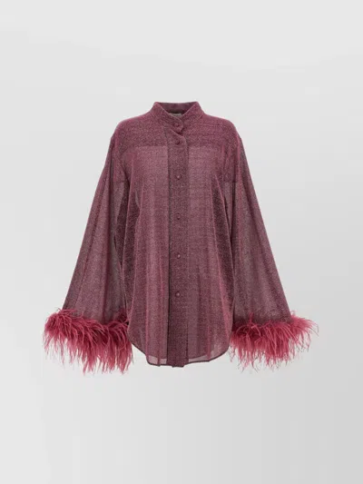 Oseree 'sheer Feathered Glow' Shirt Glitter Finish In Violett