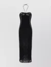 Oseree Sheer Halter Neckline Midi Dress Backless