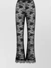 Oseree Sheer Lace Flared Hem Trousers