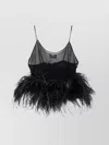 Oseree Sheer Mesh Plumage Spaghetti Strap Top