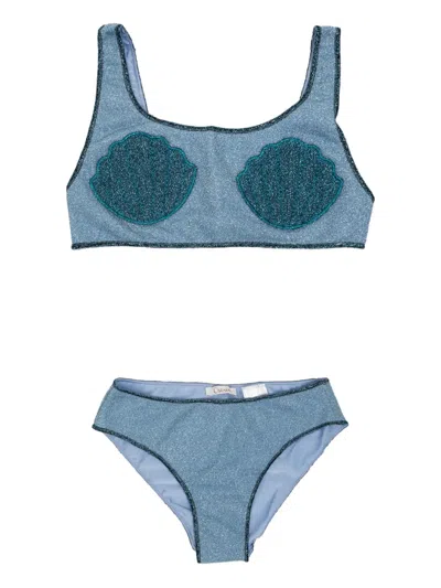 Oseree Kids' Shell-appliqué Swimsuit In Blue