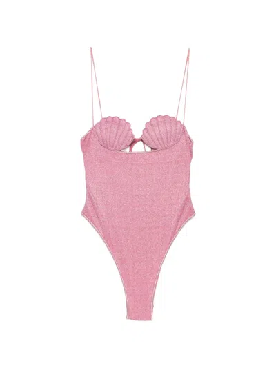 Oseree Shell-detail Lumi Swimsuit In Pink