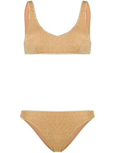 Oseree Oséree Shimmer Bikini Set In Gold